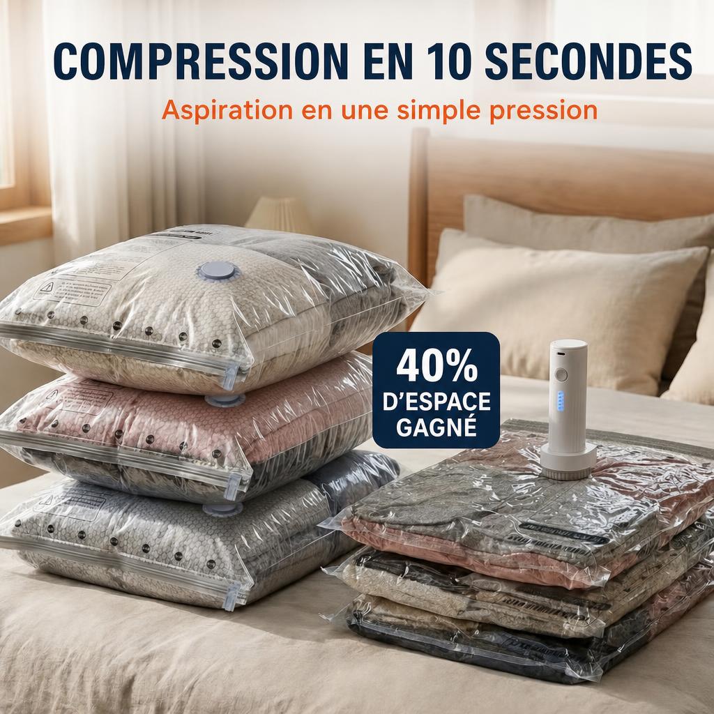 Sacs de compression LuggoFly™ et pompe USB